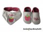 Preview: Set Lederpuschen Halstuch mit Namen altrosa und Himbeere